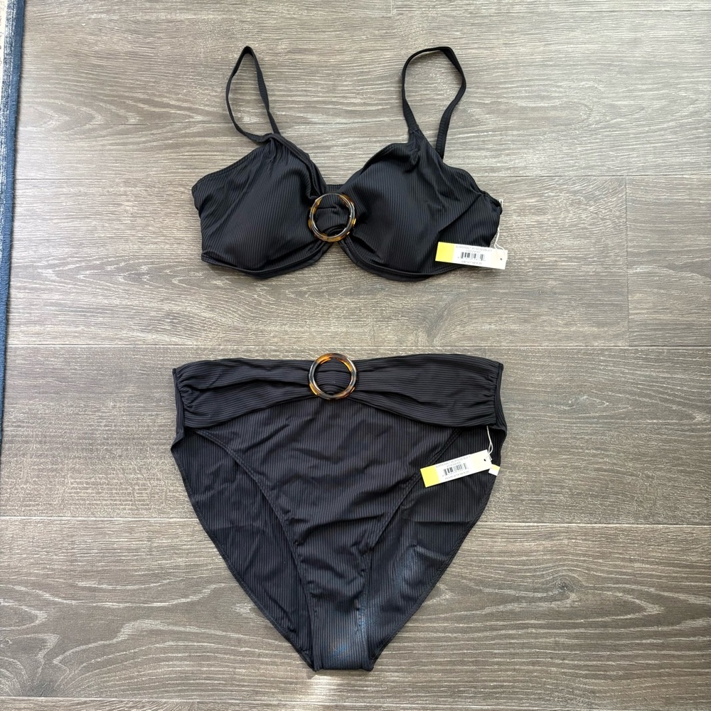 Summersalt Black Ribbed Bikini - Size 20 NEW!